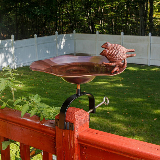 Plow & Hearth Antiqued Birdbath w/ Over Railing Bracket