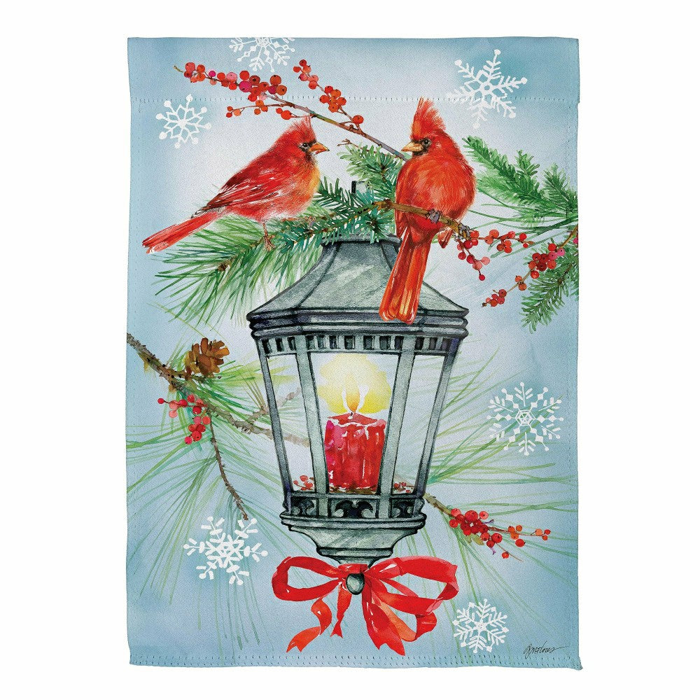 Plow & Hearth Cardinal Lantern Suede Garden Flag
