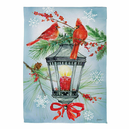 Plow & Hearth Cardinal Lantern Suede Garden Flag