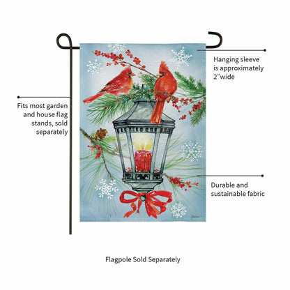 Plow & Hearth Cardinal Lantern Suede Garden Flag