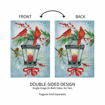 Plow & Hearth Cardinal Lantern Suede Garden Flag