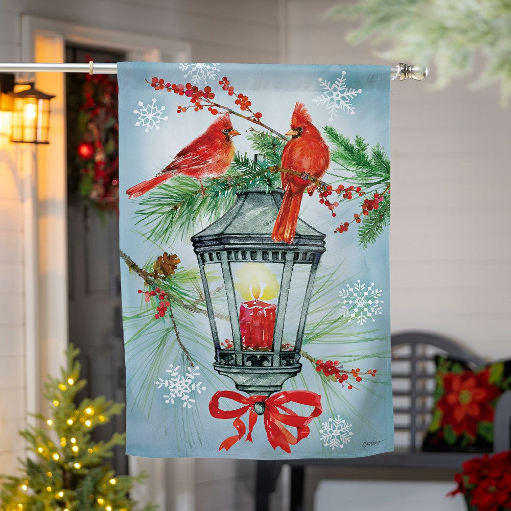 Plow & Hearth Cardinal Lantern Suede House Flag