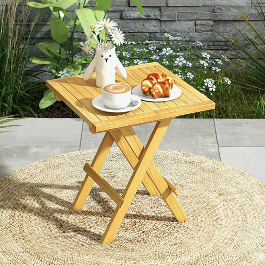 Plow & Hearth Teak Wood Square Side Table