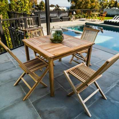 Plow & Hearth Telluride 4-Person Natural Teak Outdoor Square Dining Table 39"
