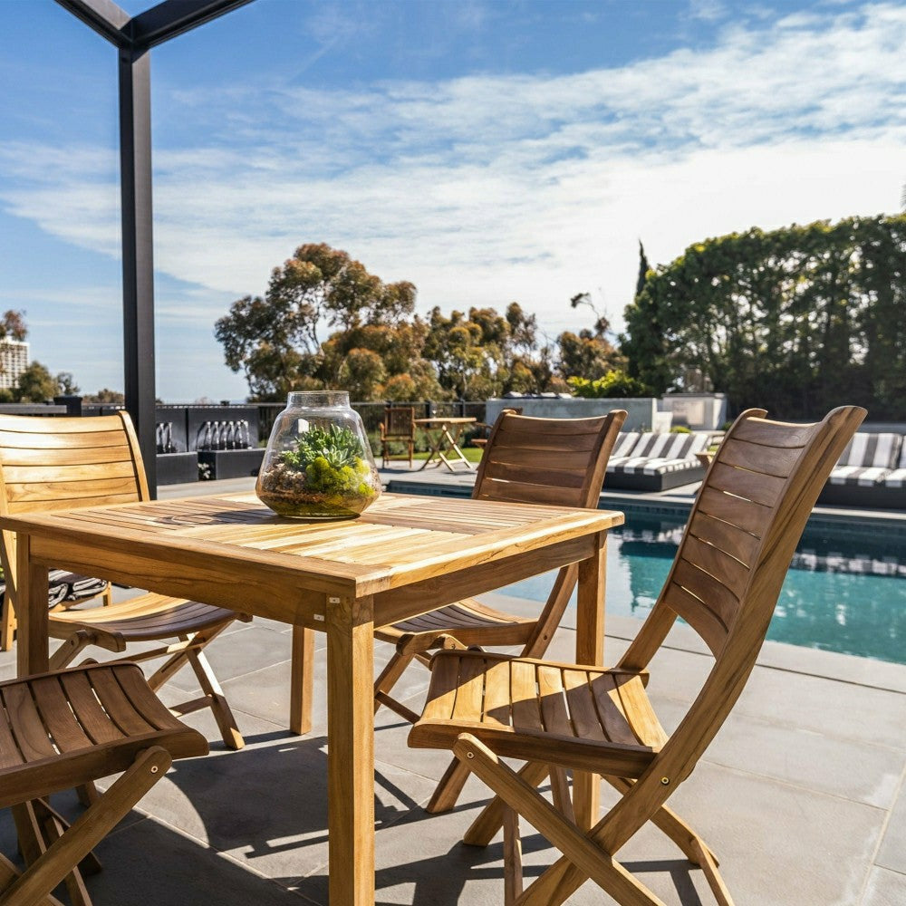 Plow & Hearth Telluride 4-Person Natural Teak Outdoor Square Dining Table 39"
