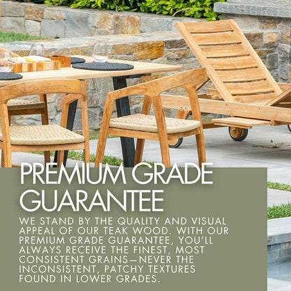 Plow & Hearth Telluride 4-Person Natural Teak Outdoor Square Dining Table 39"