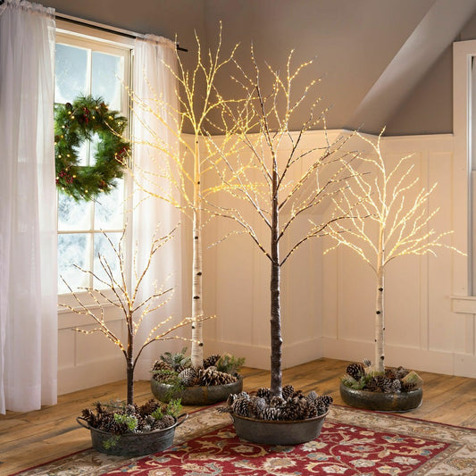 Plow & Hearth Small Indoor/Outdoor Birch Tree with 300 Warm White Lights