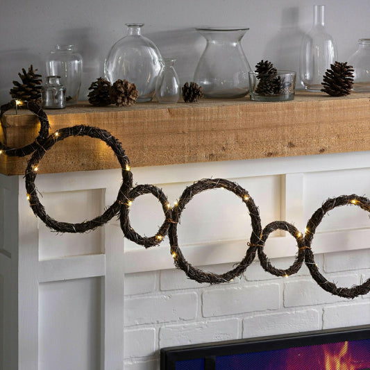Plow & Hearth Lighted Grapevine Holiday Garland