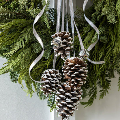 Plow & Hearth Noble Fir and Pinecone Fresh Wreath with Bells, 20"