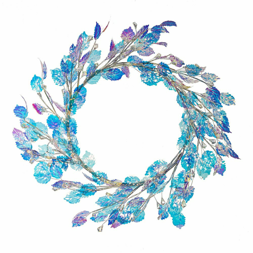 Plow & Hearth Season to Sparkle Wreath Artificial Iridescent Leaf, 20"H