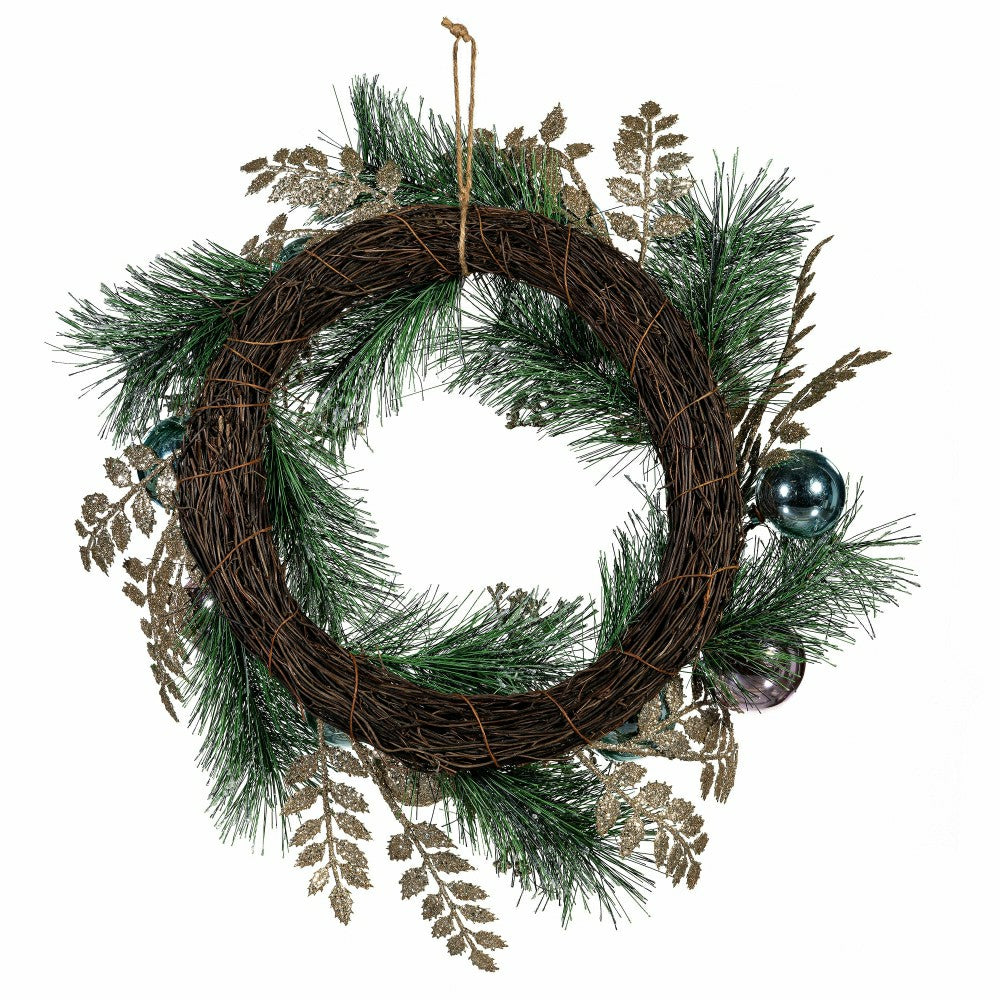 Plow & Hearth Season to Sparkle Wreath Artificial with Ornaments, 24"H