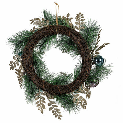 Plow & Hearth Season to Sparkle Wreath Artificial with Ornaments, 24"H