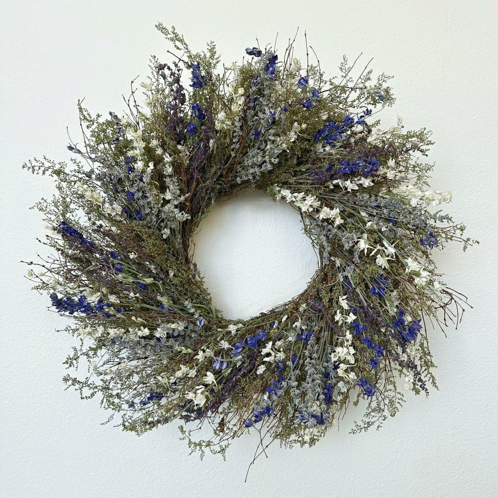 Plow & Hearth Lavender and Quail Brush Floral Dried Wreath