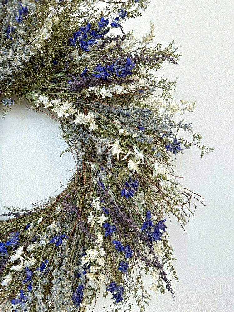 Plow & Hearth Lavender and Quail Brush Floral Dried Wreath
