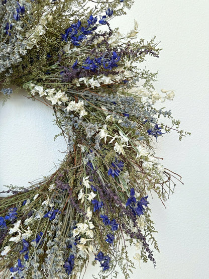 Plow & Hearth Lavender and Quail Brush Floral Dried Wreath