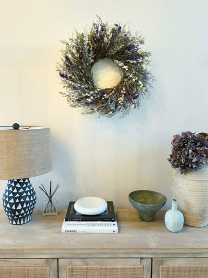 Plow & Hearth Lavender and Quail Brush Floral Dried Wreath