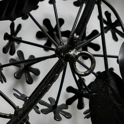 Plow & Hearth Recycled Metal Black Floral Leaf Wreath