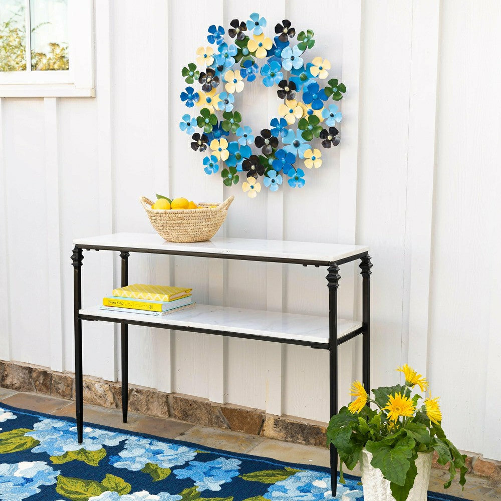 Plow & Hearth Blue Floral Metal Wreath