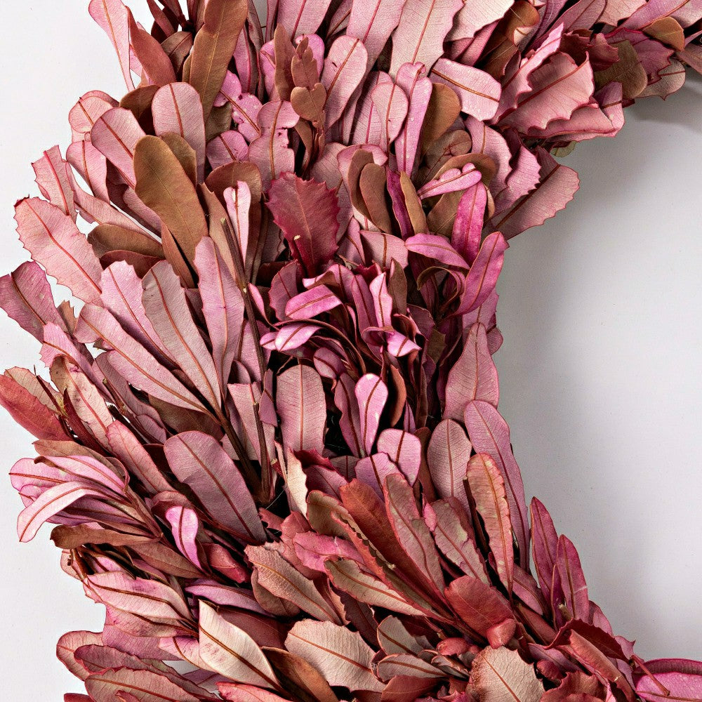 Plow & Hearth Dried 22" Natural Integrifolia Wreath, Blush