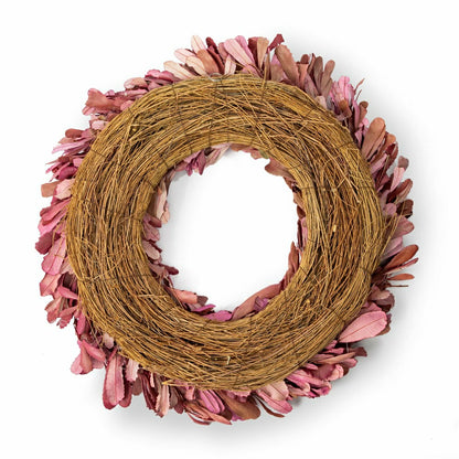 Plow & Hearth Dried 22" Natural Integrifolia Wreath, Blush