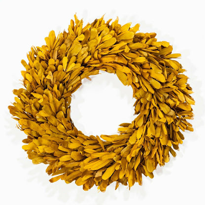Plow & Hearth Dried 22" Natural Integrifolia Wreath, Saffron