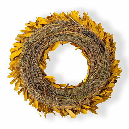 Plow & Hearth Dried 22" Natural Integrifolia Wreath, Saffron