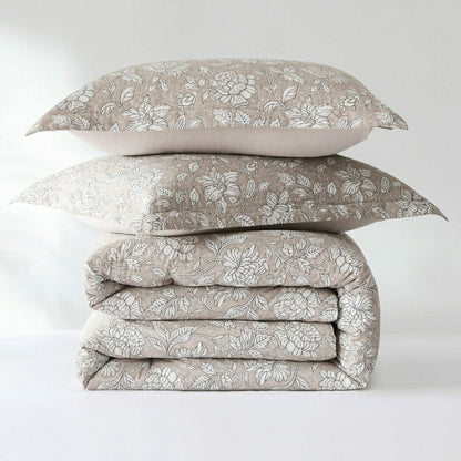 Plow & Hearth Zara Floral Block Cotton Comforter 8Pc Set