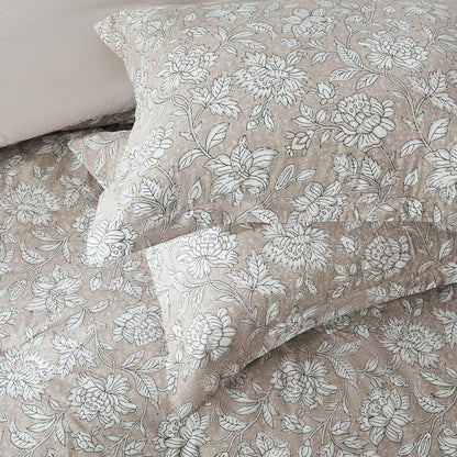 Plow & Hearth Zara Floral Block Cotton Comforter 8Pc Set