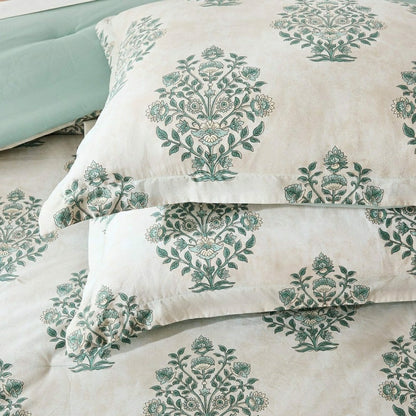 Plow & Hearth Sofia Flower Block Bouquet Cotton Comforter Set