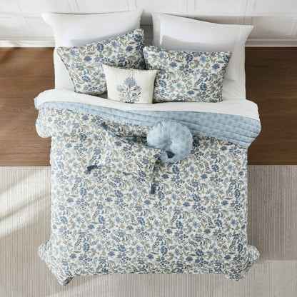 Plow & Hearth Lillian Block Print Reversible Quilt 6 Set