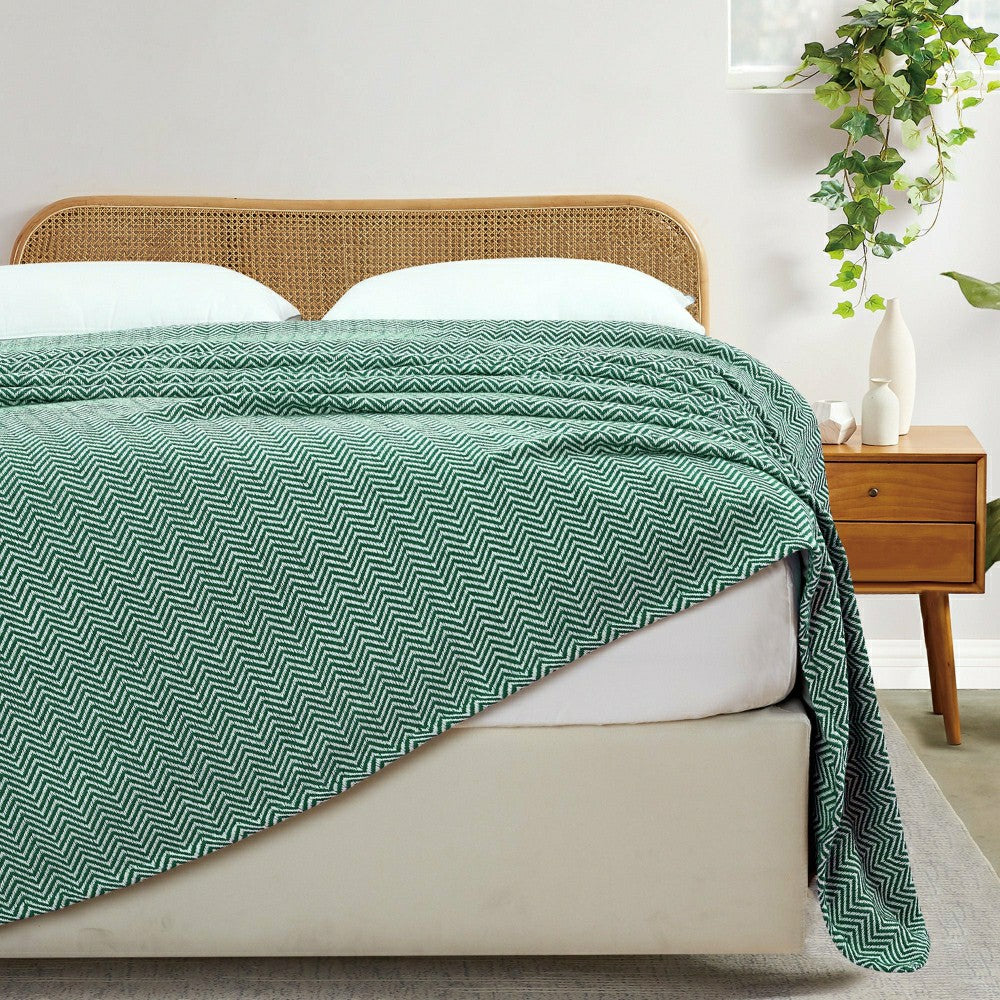Plow & Hearth Herringbone Cotton Blanket