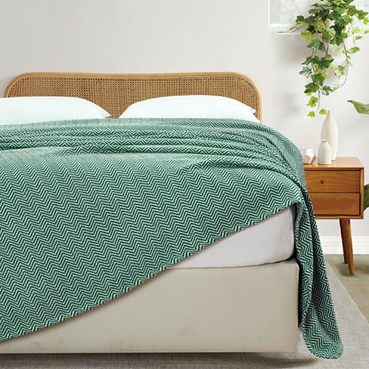 Plow & Hearth Herringbone Cotton Blanket