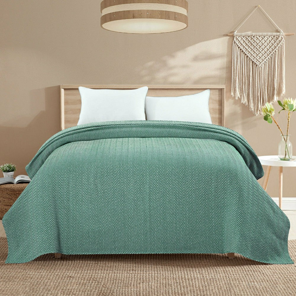 Plow & Hearth Herringbone Cotton Blanket