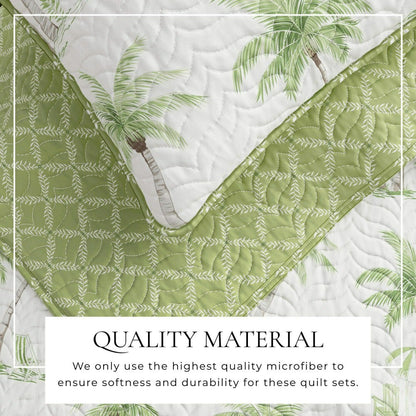 Plow & Hearth West Palm Trees Coastal Quilt Set