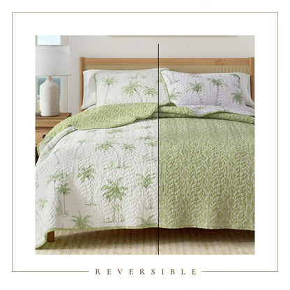 Plow & Hearth West Palm Trees Coastal Quilt Set