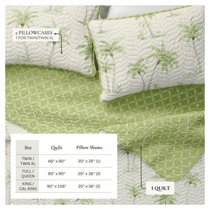 Plow & Hearth West Palm Trees Coastal Quilt Set