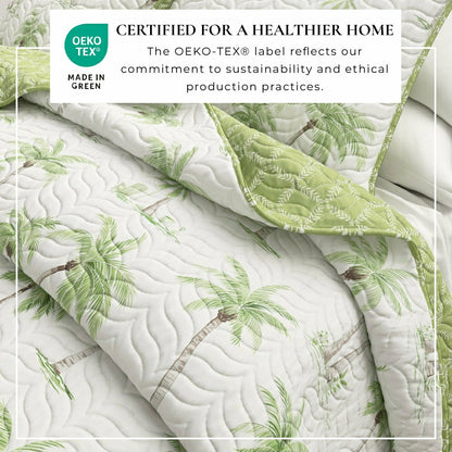 Plow & Hearth West Palm Trees Coastal Quilt Set