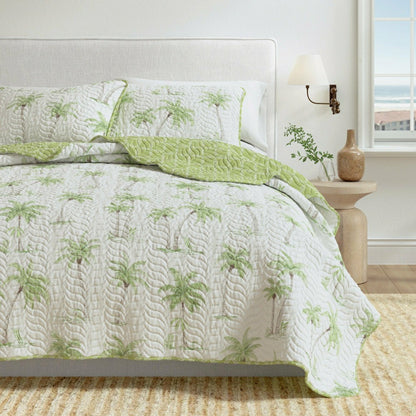 Plow & Hearth West Palm Trees Coastal Quilt Set
