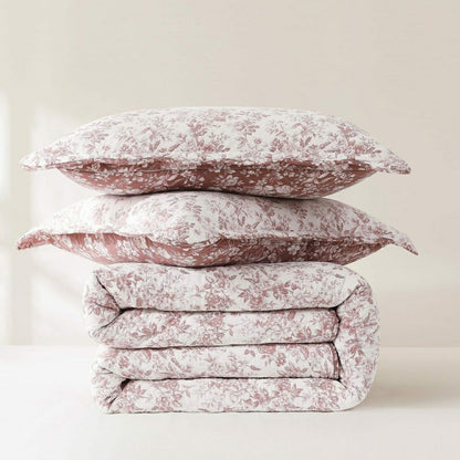 Plow & Hearth Peony Toile Reversible Cotton Quilt Set