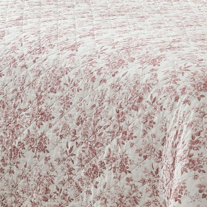 Plow & Hearth Peony Toile Reversible Cotton Quilt Set