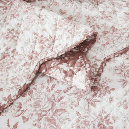 Plow & Hearth Peony Toile Reversible Cotton Quilt Set
