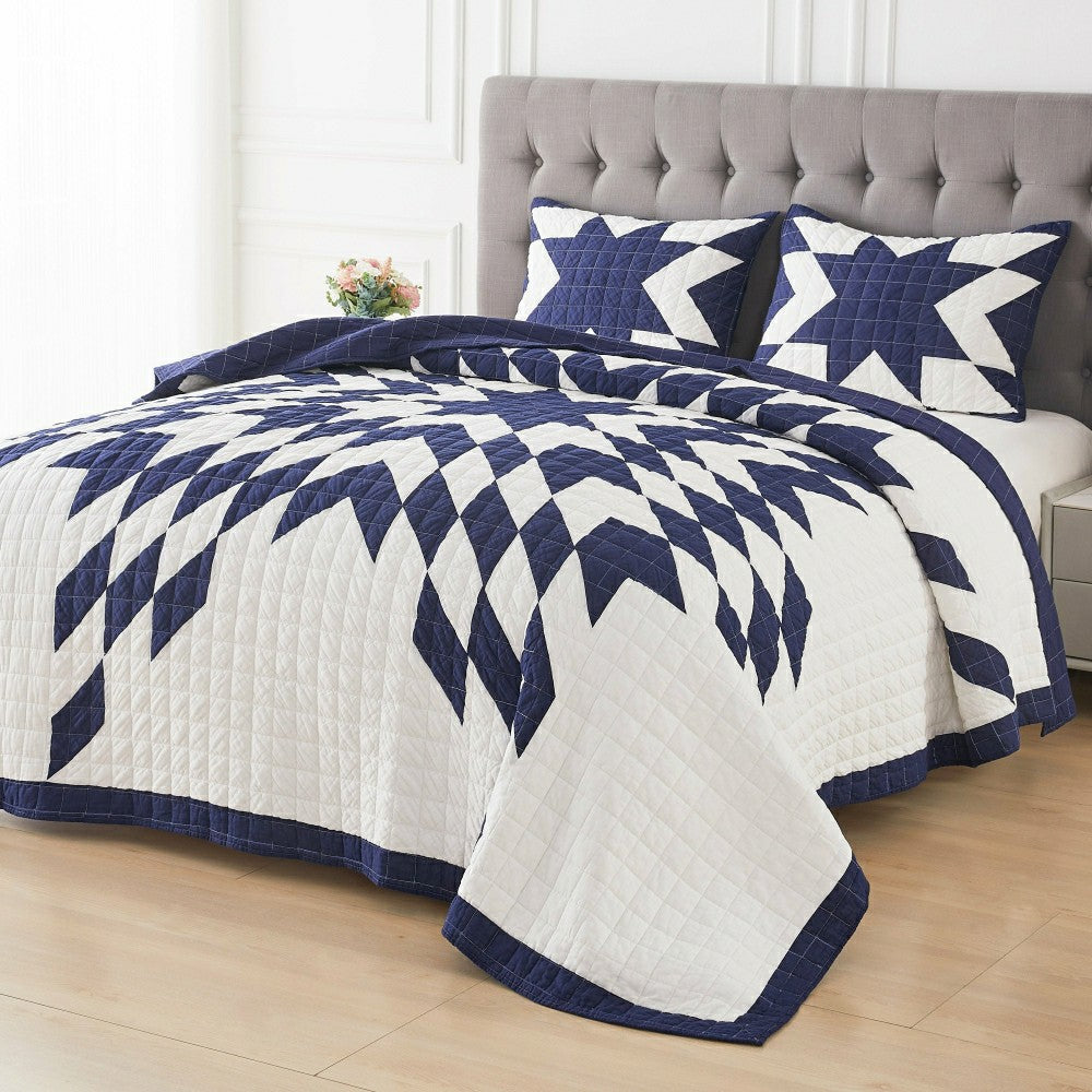 Plow & Hearth Star Patch Patchwork Cotton Quilt Set