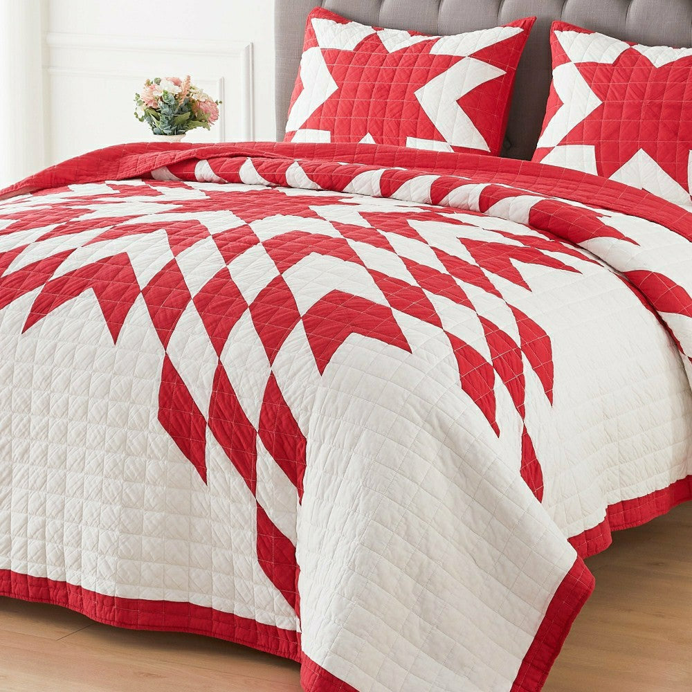 Plow & Hearth Star Patch Patchwork Cotton Quilt Set