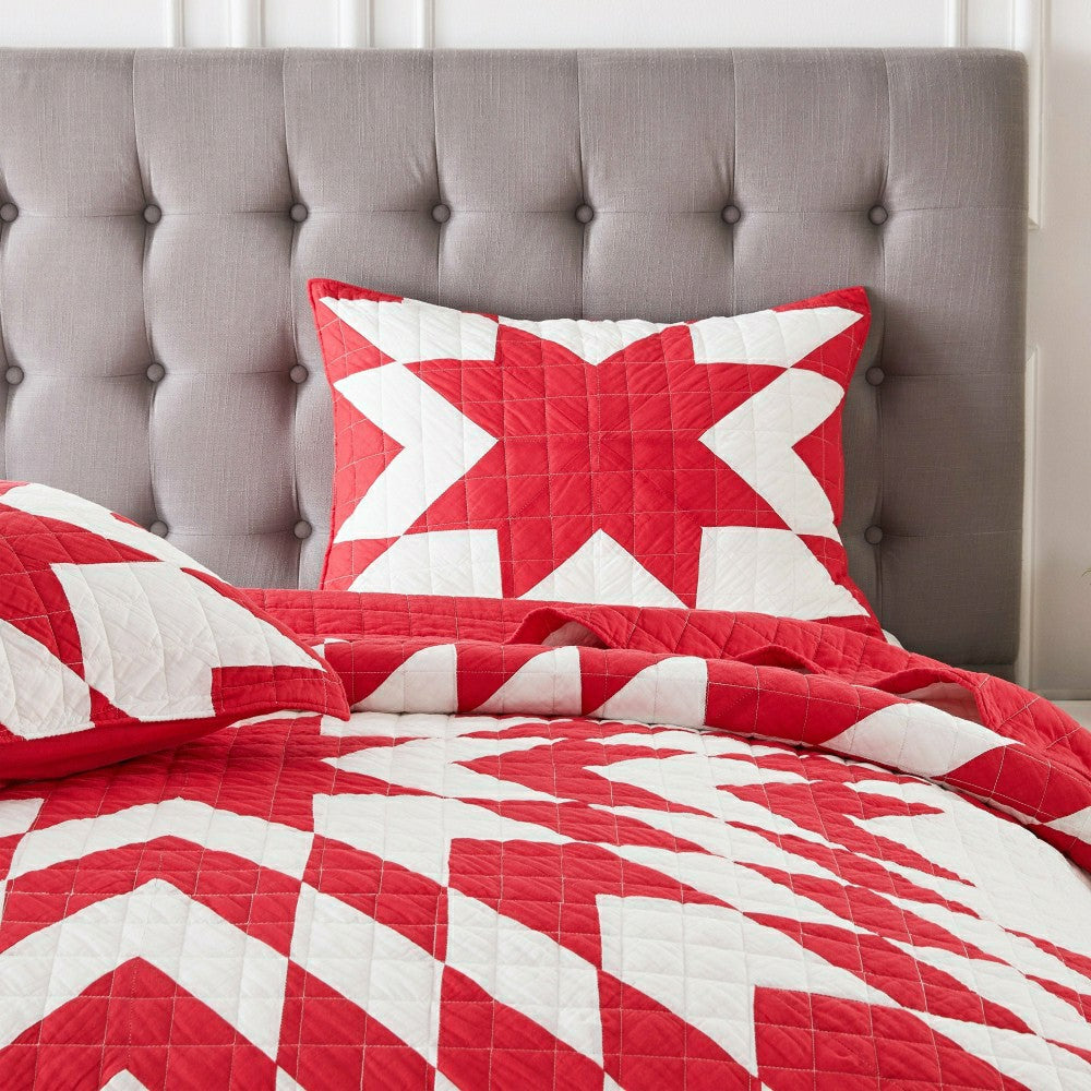 Plow & Hearth Star Patch Patchwork Cotton Quilt Set
