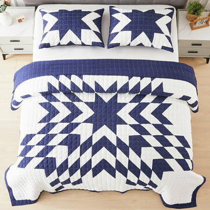 Plow & Hearth Star Patch Patchwork Cotton Quilt Set