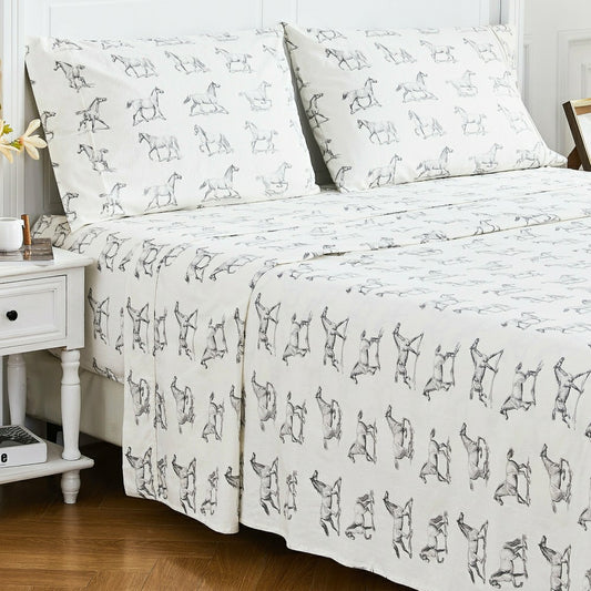 Plow & Hearth Horses Flannel Sheet Set
