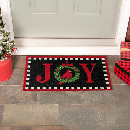 Plow & Hearth Joy To The World Wreath Coir Mat