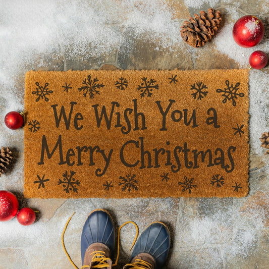 Plow & Hearth Coir Mat, "WE WISH YOU A MERRY CHRISTMAS", 28"x16"