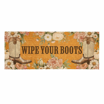 Plow & Hearth Petal & Plow Floral Boots, Coir Mat, 60"x24"
