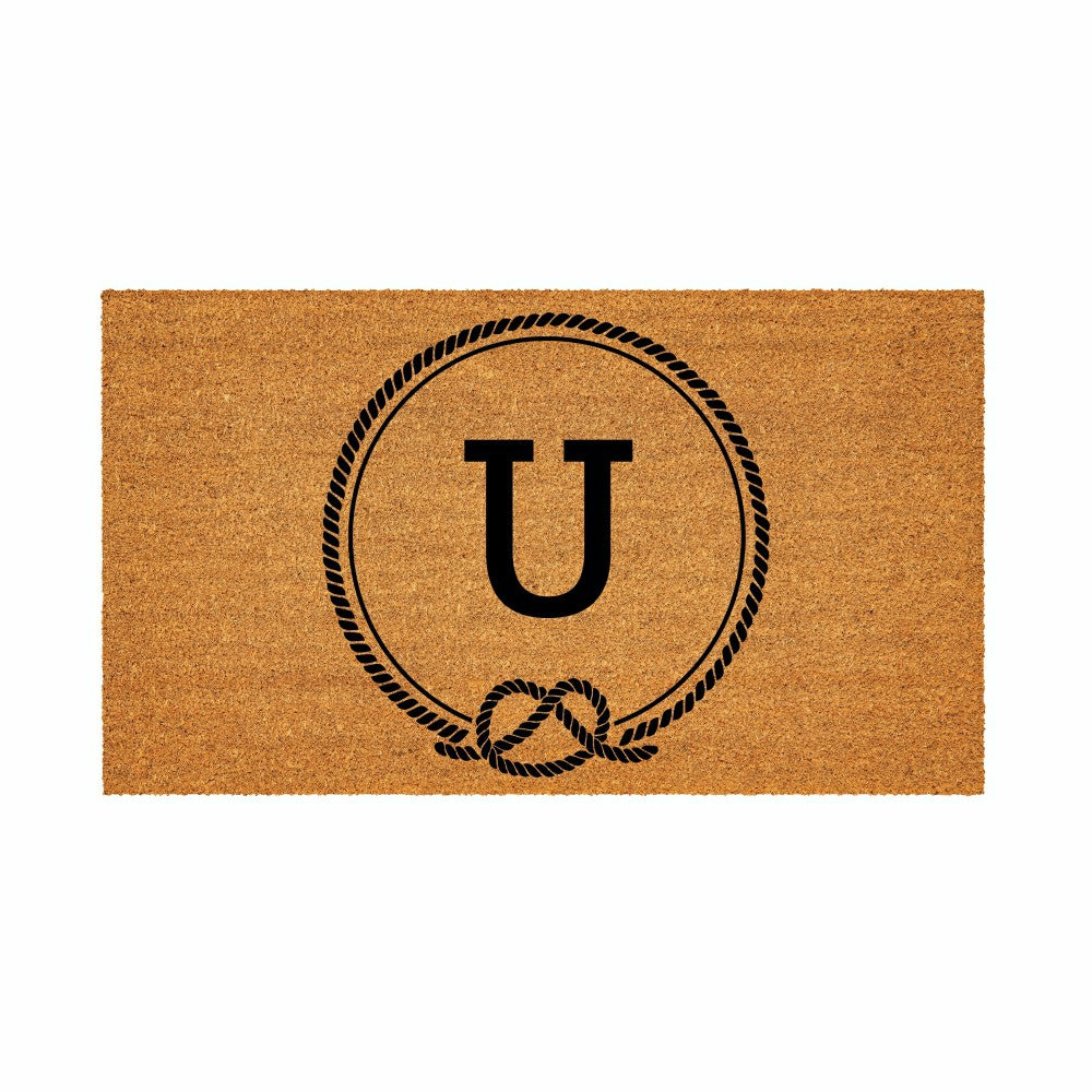 Plow & Hearth Coastal Coir Mat Nautical Monogram 28x16"